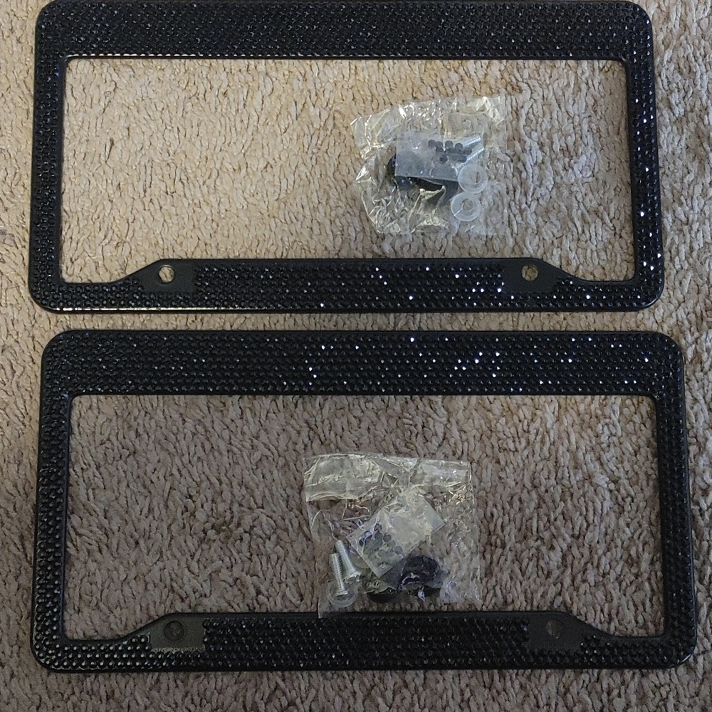 2 Black Rhinestone Plate Covers - Picture 2 of 2